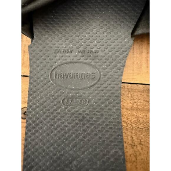 Havaianas Shoes Womens Size 7/8 Graphite Black Flip Flops Sandals Bow Brazil New - Picture 2 of 5